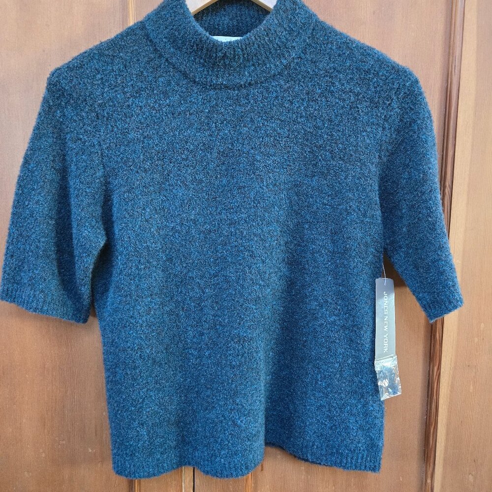 Jones New Your Women's Short Sleeve Sweater size Large New With Tag Forest Green